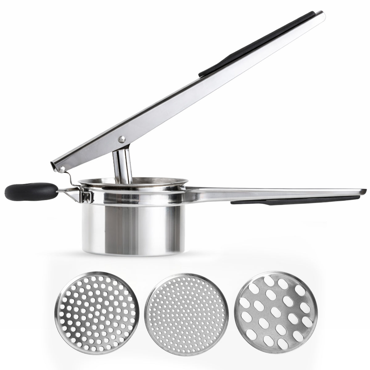 15oz Potato Ricer, Heavy Duty Stainless Steel Potato Masher and Ricer Kitchen Tool, Nonslip Handle, Press and Mash Kitchen Gadget