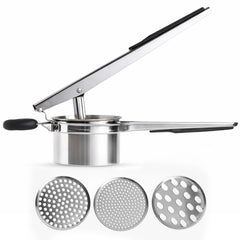 15oz Potato Ricer, Heavy Duty Stainless Steel Potato Masher and Ricer Kitchen Tool, Nonslip Handle, Press and Mash Kitchen Gadget