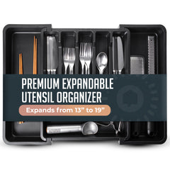 Expandable Silverware and Utensil Drawer Organizer with 8 Compartments - Space-Saving Silverware Kitchen Storage Solution, Expandable Drawer Organizer