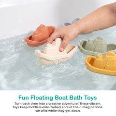5 PCS Floating Boat Bath Toys for Babies & Toddlers, Mold-Free Bath Toy Set for 1-3 Year Old, Water Table Toys, Fun & Educational Bath Toys for Kids