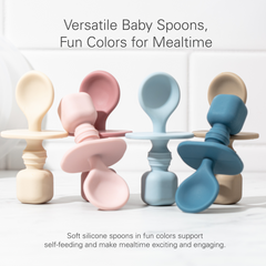 Silicone Baby Spoons for Baby Led Weaning 2-Pack, First Stage Baby Feeding Spoon Set Gum Friendly BPA Lead Phthalate and Plastic Free