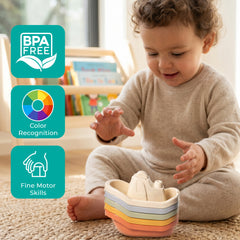 5 PCS Floating Boat Bath Toys for Babies & Toddlers, Mold-Free Bath Toy Set for 1-3 Year Old, Water Table Toys, Fun & Educational Bath Toys for Kids