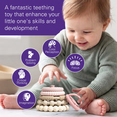Premium Silicone Teethers Stacking Toy, Interactive and Fun Baby Stacking Toys, Teeth Soothing for 6-12 Month Teething Toys