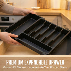 Expandable Silverware and Utensil Drawer Organizer with 8 Compartments - Space-Saving Silverware Kitchen Storage Solution, Expandable Drawer Organizer