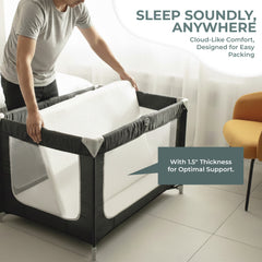 Pack and Play Mattress w/ Travel Carry Bag, Playard Mattress 38"x26" Pack N Play Mattress Topper Washable Waterproof Cover. Hypoallergenic 1.5" Thick