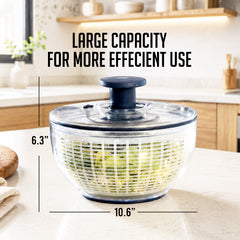 Salad Spinner Lettuce Spinner Vegetable Cleaner and Dryer, One-Handed Use, Built-in Draining System for Fresh, Crisp, Clean Salad