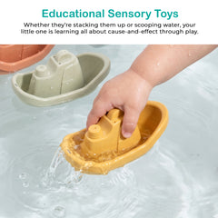 5 PCS Floating Boat Bath Toys for Babies & Toddlers, Mold-Free Bath Toy Set for 1-3 Year Old, Water Table Toys, Fun & Educational Bath Toys for Kids