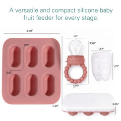 Silicone Baby Fruit Feeders with Freezer Tray for Batch Prep, Set of 2 – Safe & Convenient, Includes Extra Pouches & Travel Lids, Dishwasher Safe