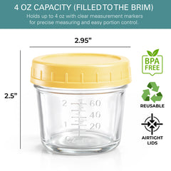 Glass Baby Food Storage Containers 12 Pack 4oz Baby Food Jars Reusable with Lids BPA-Free Leakproof Freezer, Microwave, Dishwasher Safe Baby Food Jars