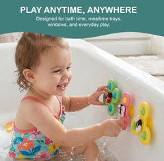 Suction Cup Spinner Toys for Toddlers, Suction Cup Fidget Spinner Bath Toys, Spinning Top Baby Sensory Toys for Toddlers 1-3 Boys Girls