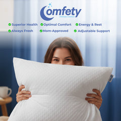 Memory Foam Pillow, Breathable Adjustable Firm Pillow with Shredded Memory Foam Fill, Supportive Pillows for Back & Side Sleepers with Washable Cover