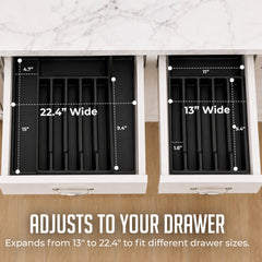 Expandable Silverware and Utensil Drawer Organizer with 8 Compartments - Space-Saving Silverware Kitchen Storage Solution, Expandable Drawer Organizer
