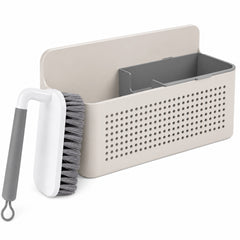 OU Kitchen Sink Organizer Set, Compact Wall Mounted Sink Organizer Caddy with Removable Sponge Tray & Ergonomic Scrub Brush, Versatile Kitchen Storage