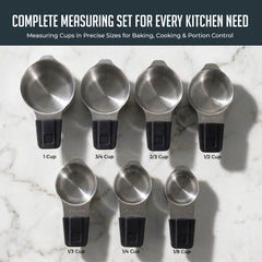 Magnetic Measuring Cups Set, 7Pc Heavy Duty Stainless Steel Nesting Measuring Cup with Easy to Read Engraved Markings for Dry & Liquid Ingredients