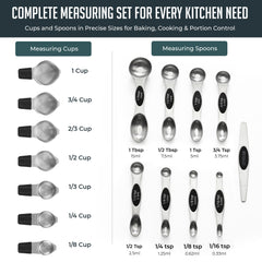 Stainless Steel Measuring Cups and Spoons Set, 16Pc Magnetic Nesting Measuring Cup and Spoon with Easy to Read Markings, Heavy duty, Dishwasher Safe