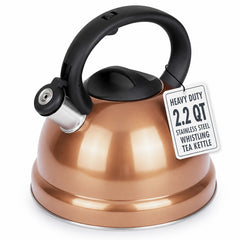 Luminuxe Whistling Tea Kettle, 2.2qt Stainless Steel Stove Top Kettle with Cool-Touch Handle, Durable, Fast Boil Tea Pot for Gas or Electric Stove