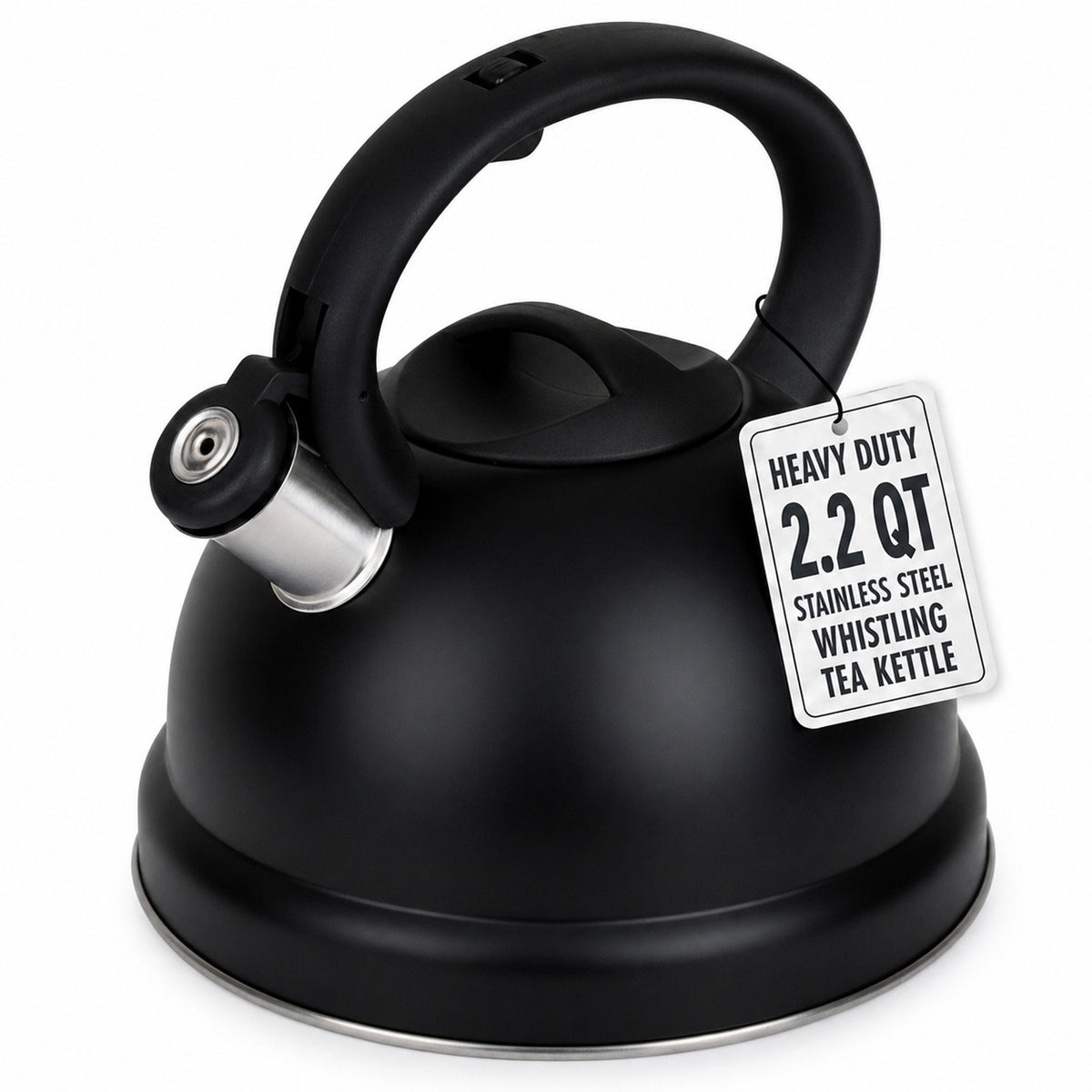 Luminuxe Whistling Tea Kettle, 2.2qt Stainless Steel Stove Top Kettle with Cool-Touch Handle, Durable, Fast Boil Tea Pot for Gas or Electric Stove