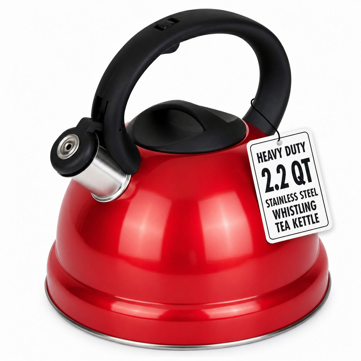 Luminuxe Whistling Tea Kettle, 2.2qt Stainless Steel Stove Top Kettle with Cool-Touch Handle, Durable, Fast Boil Tea Pot for Gas or Electric Stove