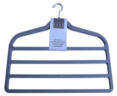Elle Décor 4-Tier Non-Slip Velvet Pant Hangers, Set of 3