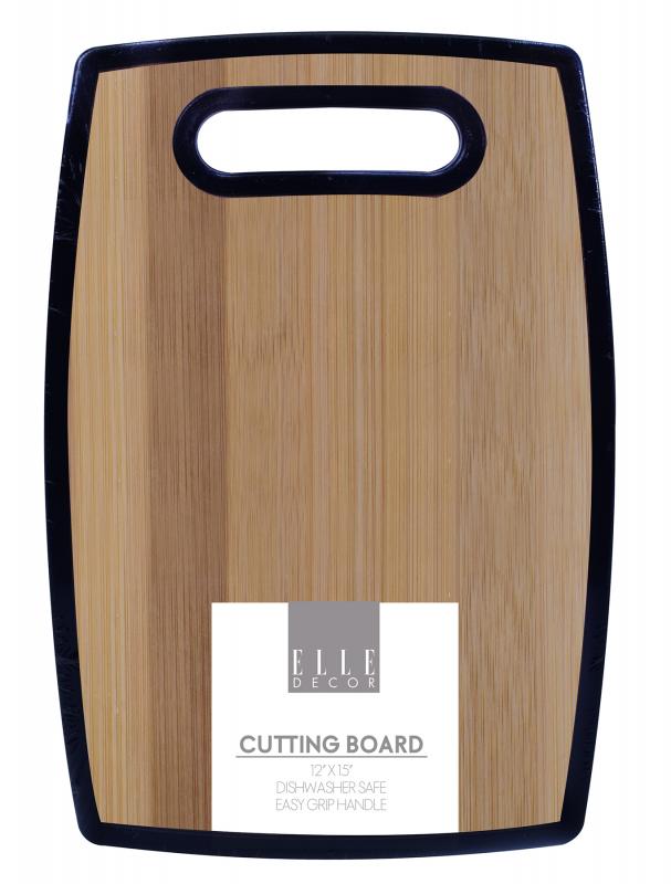 Lightweight Bamboo-Designed Plastic Cutting Board with Handle, Dishwasher Safe, and Portable Kitchen Essential—Large 12" x 15"