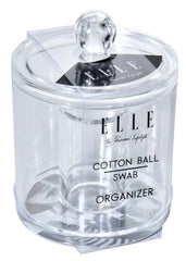 Clear Cotton Ball and Swab Organizer with Lid— Acrylic Compact Jar Makeup Cotton Organizer, Durable Vanity Storage Organizer