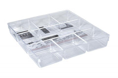 Acrylic Drawer Organizer, 6-Section, Clear Makeup Tray Organizer for Makeup and Other Beauty Essentials for Bathrooms, Countertops and Drawer