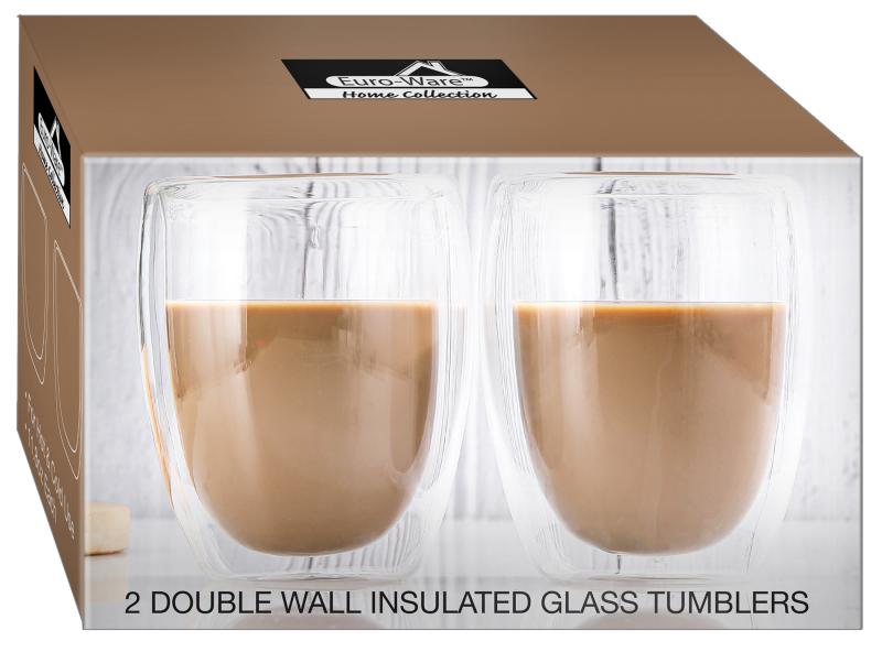 2-Piece Double-Wall Glass Coffee Mug Set – Clear, Insulated, Keeps Drinks Hot or Cold, 11.8oz Glasses
