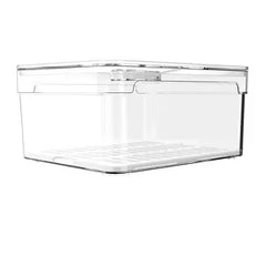 OU Fridge Organizer Bins with Vented Lid, Clear Stackable Refrigerator Storage Container, Produce Kitchen Storage Bin, BPA Free, 4 Pack