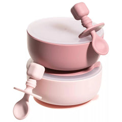 Baby Feeding Set, Silicone Bib, Bowl & Spoons for Self-Feeding First Stage Baby Essentials – Gum Friendly, BPA-Free, Easy to Clean & Safe for Babies