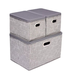 Elle Décor Foldable Storage Bins with Lids, Stackable Collapsible Storage Containers, Set of 3 – Space-Saving Organizers for Home