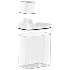 OU Laundry Detergent Dispenser with Measuring Cap, Liquid Laundry Soap & Fabric Softener Dispenser with Internal Drip Return Lid, Laundry Organizer