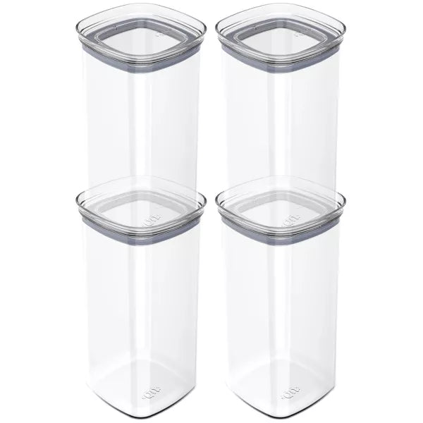 OU Airtight Food Storage Container 8pc (set of 4) BPA Free Clear Plastic Storage Container with Leak Proof Lid, Stackable Kitchen Pantry Organizer