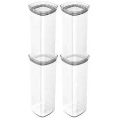 OU Airtight Food Storage Container 8pc (set of 4) BPA Free Clear Plastic Storage Container with Leak Proof Lid, Stackable Kitchen Pantry Organizer