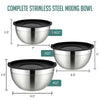 Stainless Steel Mixing Bowls with Lids, Set of 3 Durable Rust Resistant for Nonslip Nesting Mixing Bowl Set for Cooking, Baking, Meal Prep and Storage