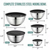 5-Piece Stainless Steel Mixing Bowls with Grater, Durable Nonslip Nesting Mixing Bowl Set with Lids, Rust Proof Kitchen Bowls for Cooking and Storage