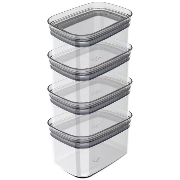 OU Airtight Food Storage Container 8pc (set of 4) BPA Free Clear Plastic Storage Container with Leak Proof Lid, Stackable Kitchen Pantry Organizer