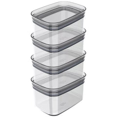 OU Airtight Food Storage Container 8pc (set of 4) BPA Free Clear Plastic Storage Container with Leak Proof Lid, Stackable Kitchen Pantry Organizer