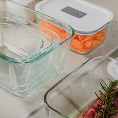 OU Glass Food Storage Container 10 Cup - Oven, Microwave, Freezer & Dishwasher Safe, Airtight Leak Proof Lid with Microwave Valve, Stackable Glass Jar