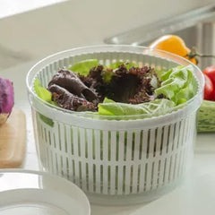 OU Salad Spinner Clear 5.8 qt - Large Vegetable Washer, Lettuce Dryer with Bowl, Lid & Storage Container, BPA Free, Easy Spin & Drain