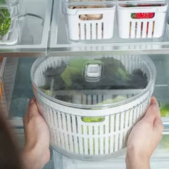 OU Salad Spinner Clear 5.8 qt - Large Vegetable Washer, Lettuce Dryer with Bowl, Lid & Storage Container, BPA Free, Easy Spin & Drain
