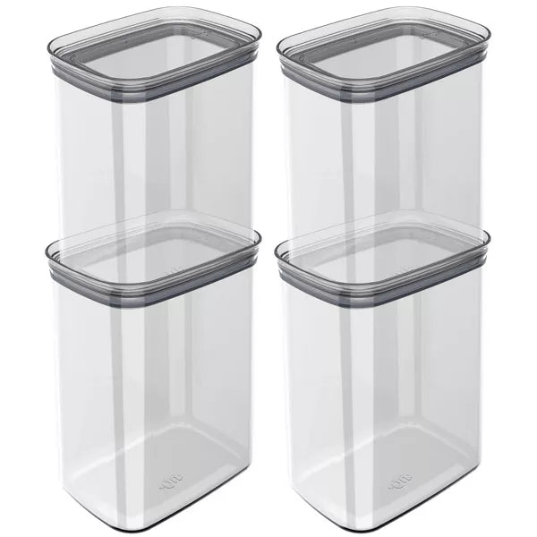 OU Airtight Food Storage Container 8pc (set of 4) BPA Free Clear Plastic Storage Container with Leak Proof Lid, Stackable Kitchen Pantry Organizer