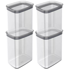 OU Airtight Food Storage Container 8pc (set of 4) BPA Free Clear Plastic Storage Container with Leak Proof Lid, Stackable Kitchen Pantry Organizer