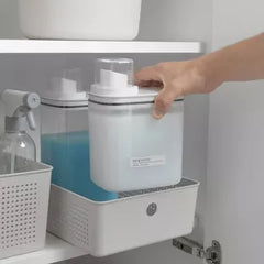 Laundry Detergent Dispenser with Measuring Cap, 50oz Airtight Plastic Liquid Detergent and Fabric Softener Dispenser with Internal Drip Return Lid