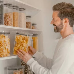 OU Airtight Food Storage Container 3.7qt, BPA Free Clear Plastic Food Storage Container with Leak Proof Lid, Stackable Kitchen Pantry Organizer