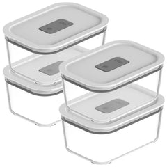 OU Glass Food Storage Container Set 8pc (4 set) Microwave, Freezer & Dishwasher Safe, Airtight Leak Proof Lid w/ Microwave Valve, Stackable Glass Jar