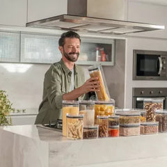 OU Airtight Food Storage Container 8pc (set of 4) BPA Free Clear Plastic Storage Container with Leak Proof Lid, Stackable Kitchen Pantry Organizer