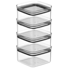 OU Airtight Food Storage Container 8pc (set of 4) BPA Free Clear Plastic Storage Container with Leak Proof Lid, Stackable Kitchen Pantry Organizer
