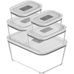 OU Food Storage Container Set with Lids, 5 Pc BPA-Free Clear Borosilicate Glass with Airtight Vented Lids, Dishwasher Safe, Kitchen & Pantry Organizer