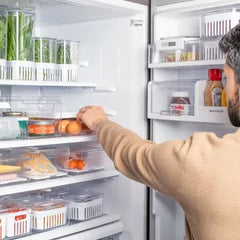 OU Egg Holder for Fridge, Rolling Egg Organizer for Refrigerator Organization, Clear Stackable Container for Kitchen Organizers and Storage, BPA Free