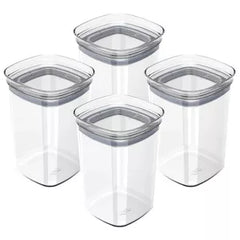 OU Airtight Food Storage Container 8pc (set of 4) BPA Free Clear Plastic Storage Container with Leak Proof Lid, Stackable Kitchen Pantry Organizer